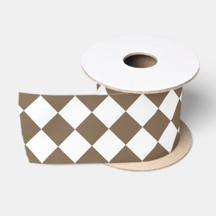 Dark Brown Diamond Pattern Satin Ribbon