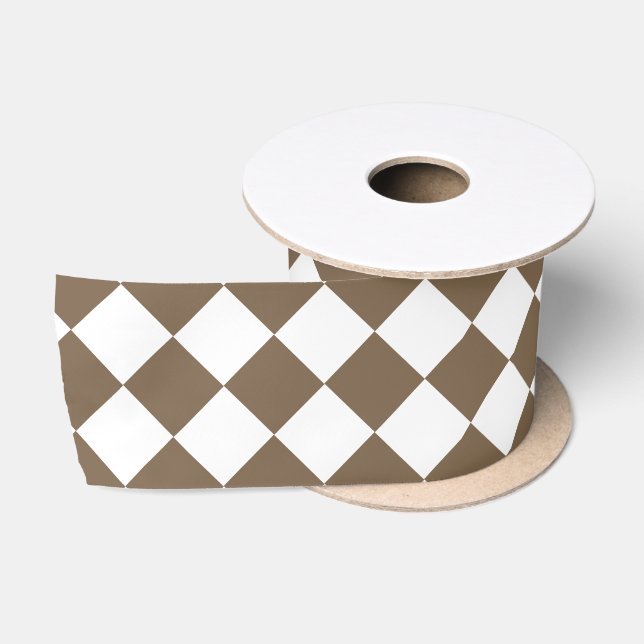 Dark Brown Diamond Pattern Satin Ribbon (Spool)