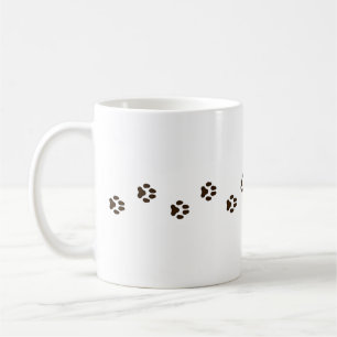 Dark Brown Dog Paw Prints Canine Tracks Coffee Mug