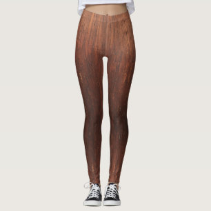 Dark Brown Faux Wood Leggings