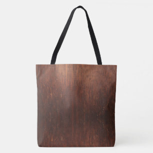 Dark Brown Faux Wood Tote Bag