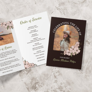 Dark Brown Floral Arch Photo Celebrating Life Programme