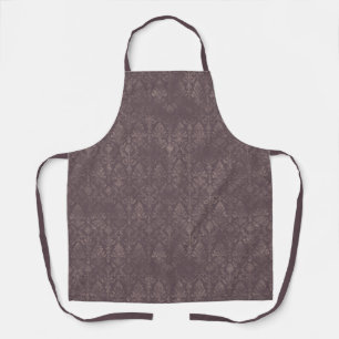 Dark Brown Floral Damask Pattern - Apron