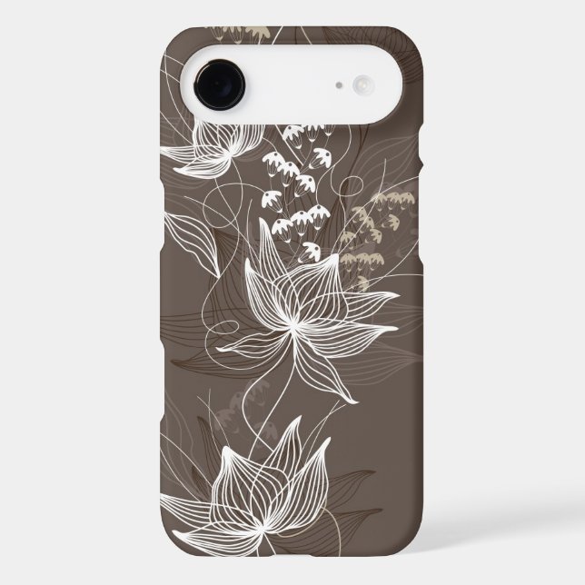 Dark Brown Floral Pattern Case-Mate iPhone Case (Back)