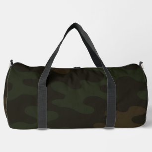 Dark Brown Forest Green Rich Earthy Camouflage Duffle Bag