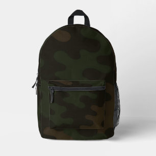 Dark Brown Forest Green Rich Earthy Camouflage Printed Backpack