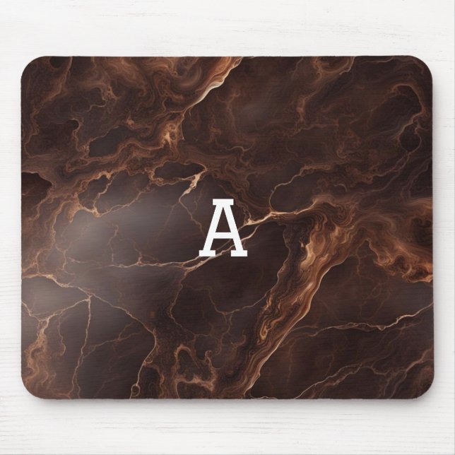 Dark Brown Glazed Marble Mouse Mat (Front)