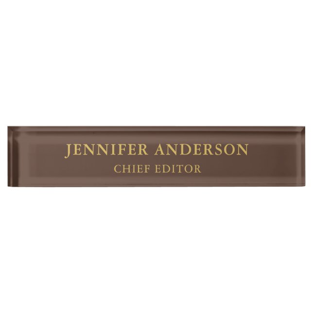 Dark Brown & Gold Colour Professional Modern Plain Nameplate (Front)
