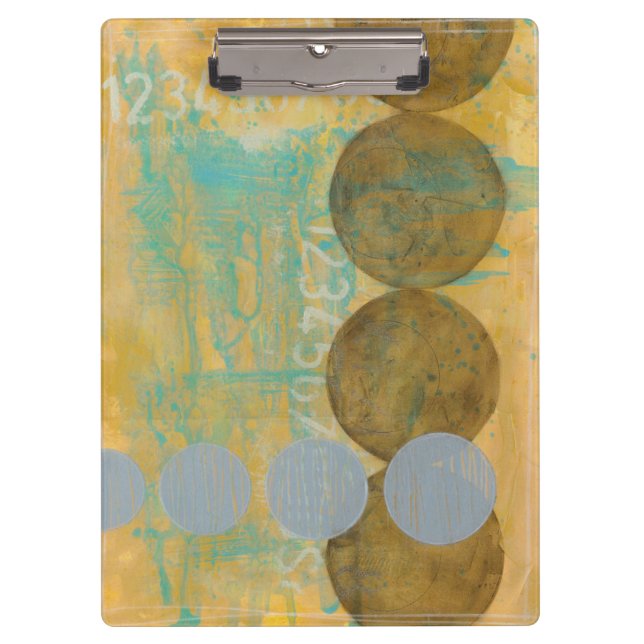 Dark Brown & Grey Circles with Numbers Numbers Clipboard (Front)