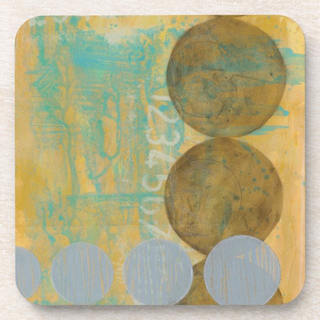 Dark Brown & Grey Circles with Numbers Numbers Coaster (Front)