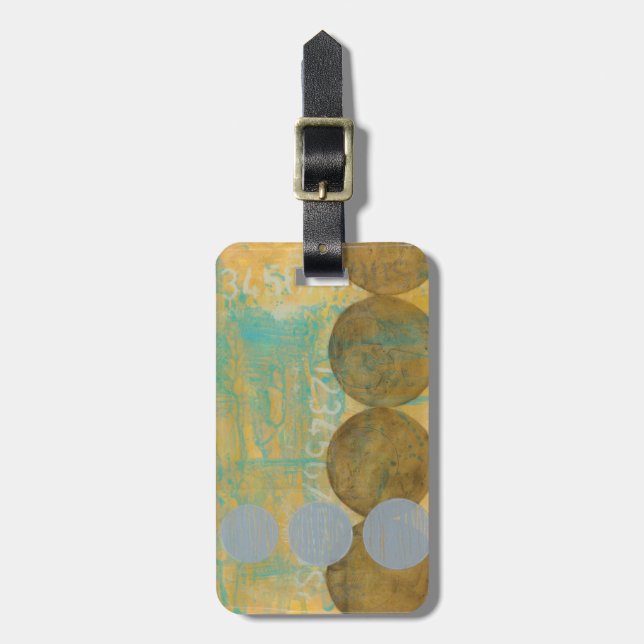 Dark Brown & Grey Circles with Numbers Numbers Luggage Tag (Front Vertical)