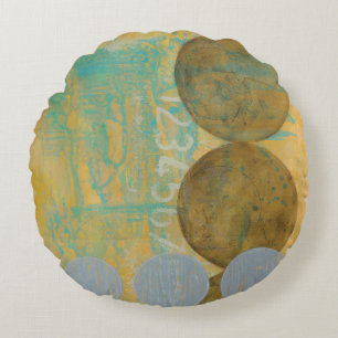 Dark Brown & Grey Circles with Numbers Numbers Round Cushion