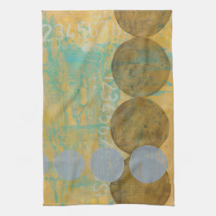Dark Brown & Grey Circles with Numbers Numbers Tea Towel