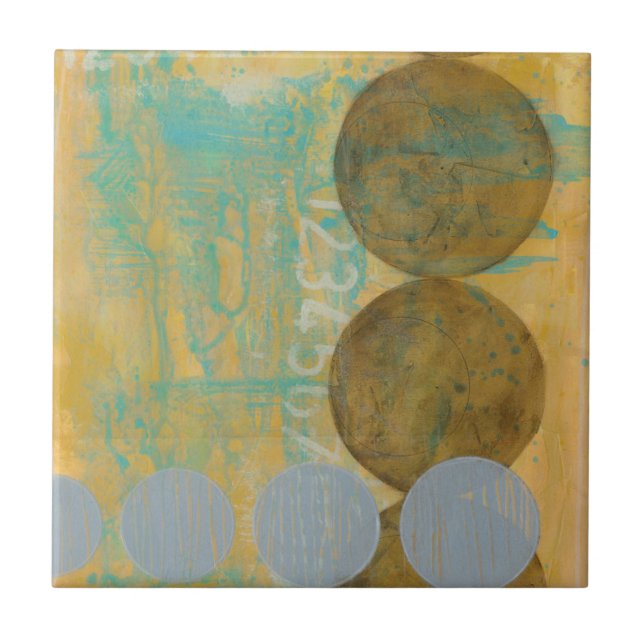 Dark Brown & Grey Circles with Numbers Numbers Tile (Front)