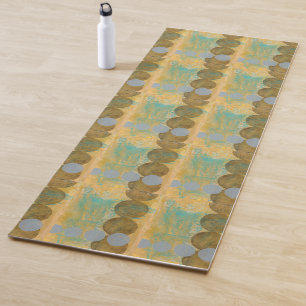 Dark Brown & Grey Circles with Numbers Numbers Yoga Mat