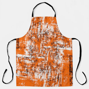 Dark brown grunge background. Black white orange o Apron