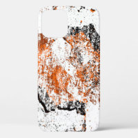 Dark brown grunge background. Black white orange o