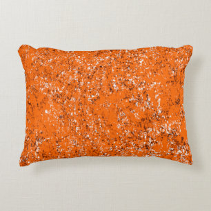 Dark brown grunge background. Black white orange o Decorative Cushion