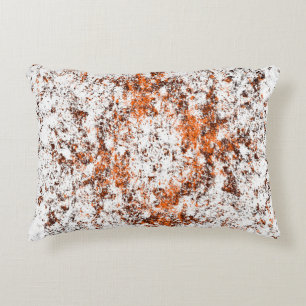 Dark brown grunge background. Black white orange o Decorative Cushion
