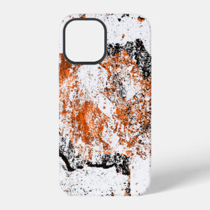 Dark brown grunge background. Black white orange o iPhone 12 Case