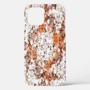 Dark brown grunge background. Black white orange o iPhone 12 Case