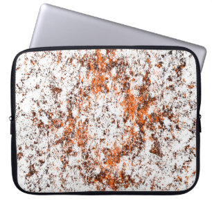 Dark brown grunge background. Black white orange o Laptop Sleeve