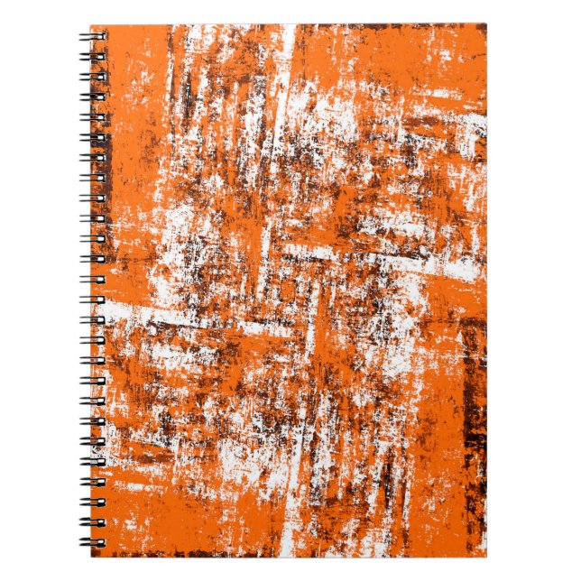 Dark brown grunge background. Black white orange o Notebook (Front)