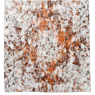Dark brown grunge background. Black white orange o Shower Curtain