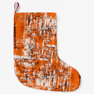 Dark brown grunge background. Black white orange o Small Christmas Stocking