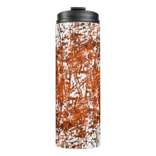 Dark brown grunge background. Black white orange o Thermal Tumbler