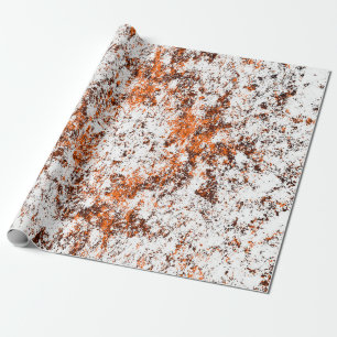 Dark brown grunge background. Black white orange o Wrapping Paper