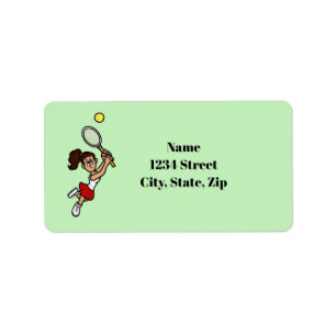 Dark Brown Hair Woman Tennis Player Address Labels