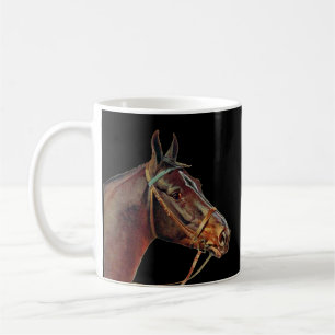 Dark brown horse, vintage horse portrait coffee mug