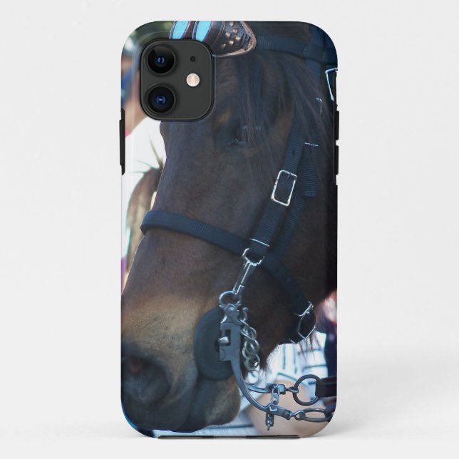Dark Brown horse wearing goggles Case-Mate iPhone Case (Back)