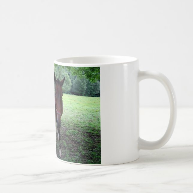 Dark brown Horses on pasture Coffee Mug (Right)