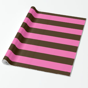 Dark Brown, Hot Pink #2 XL Preppy Stripe 1X Wrapping Paper