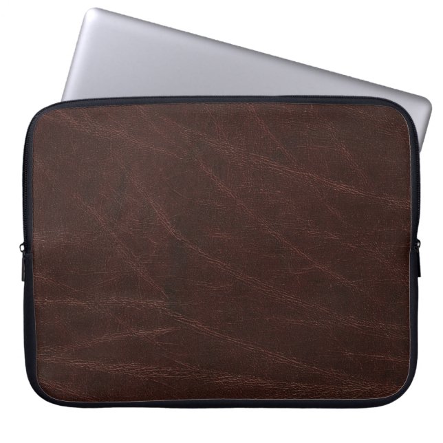 Dark Brown Leather Laptop Sleeve (Front)