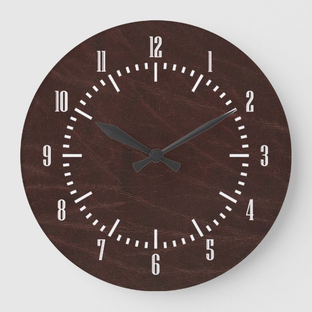Dark Brown Leather Large Clock (Front)