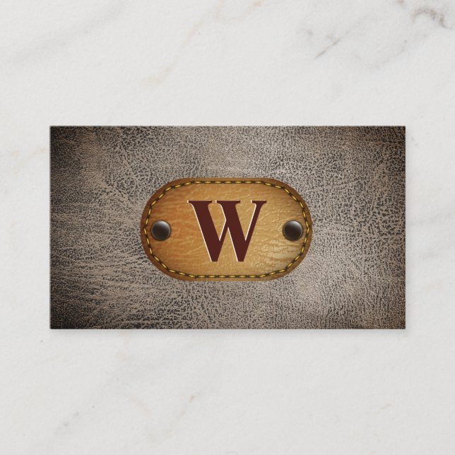 Dark Brown Leather | Monogram   Business Card (Front)