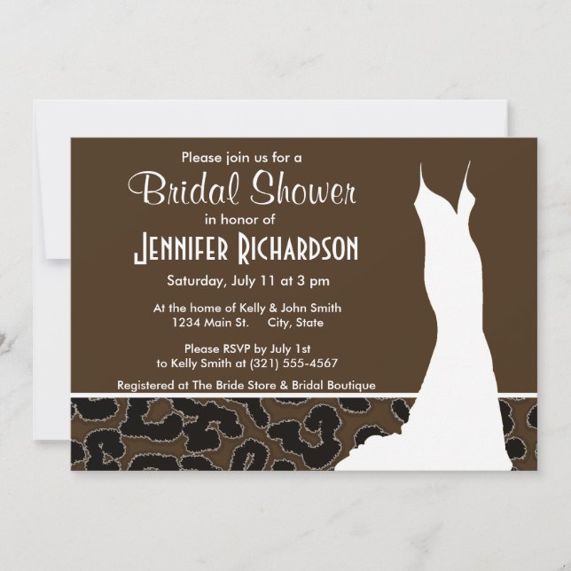 Dark Brown Leopard Animal Print; Personalised Invitation (Front)