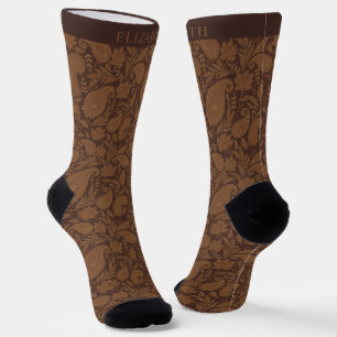 Dark Brown Light maroon Paisley Pattern Socks