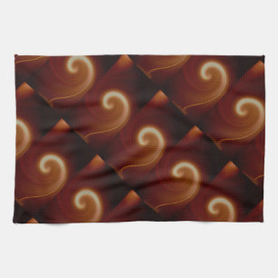 Dark Brown Light Spiral Art Tea Towel