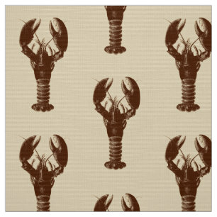 Dark Brown Lobster on Light Beige Fabric