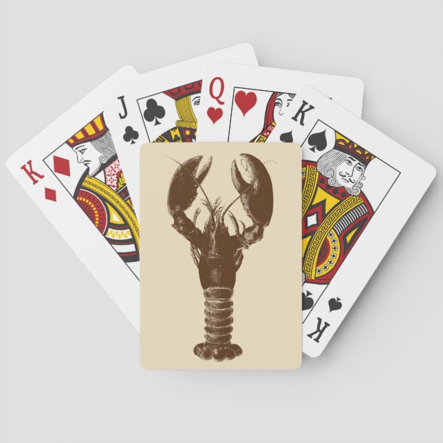 Dark Brown Lobster on Light Beige   Playing Cards (Back)