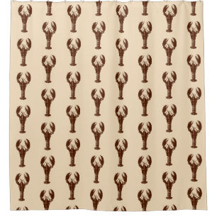 Dark Brown Lobster on Light Beige Shower Curtain