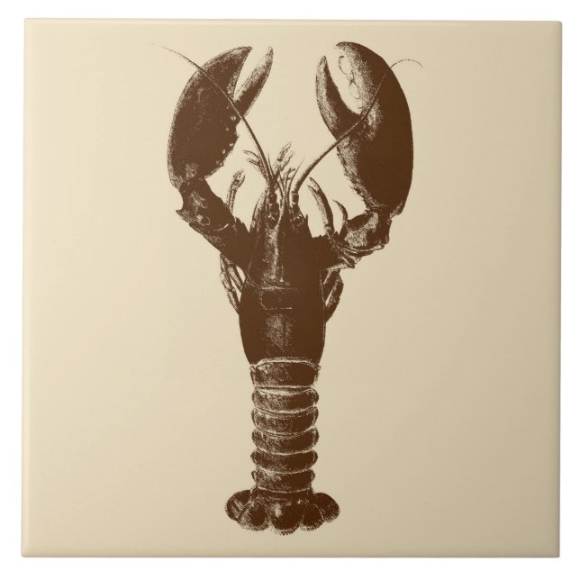 Dark Brown Lobster on Light Beige Tile (Front)