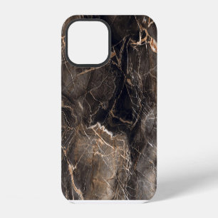 Dark Brown Marble Gold Veins iPhone 12 Case