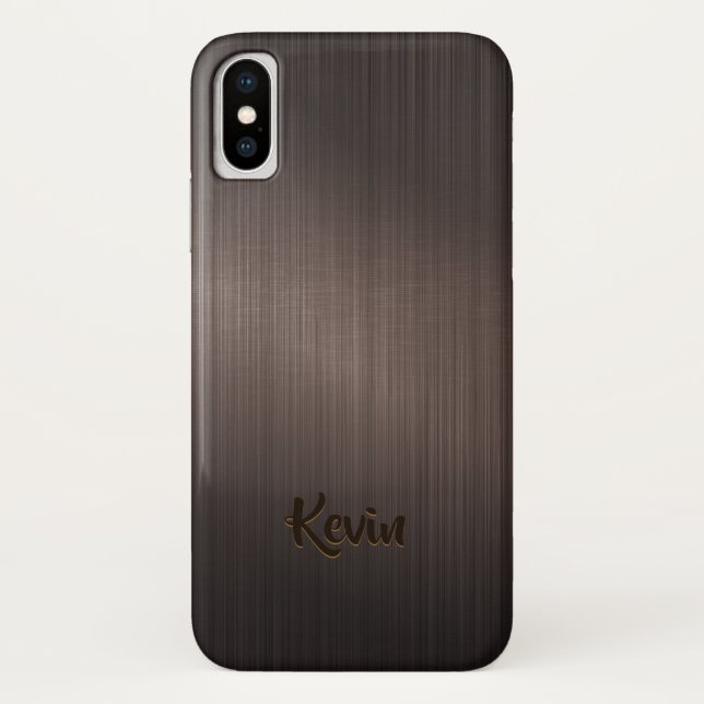 Dark Brown Metallic Background-Monogram Case-Mate iPhone Case (Back)