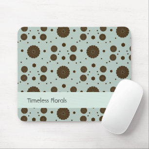 Dark Brown Micro Floral Sage Green Mouse Mat