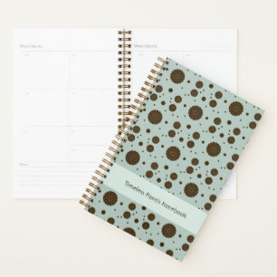 Dark Brown Micro Floral Sage Green Planner